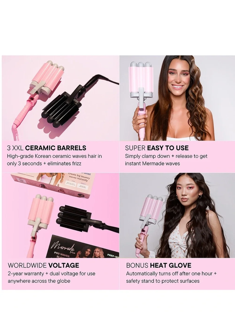 Mermade Hair Pro Waver 32mm in Pink